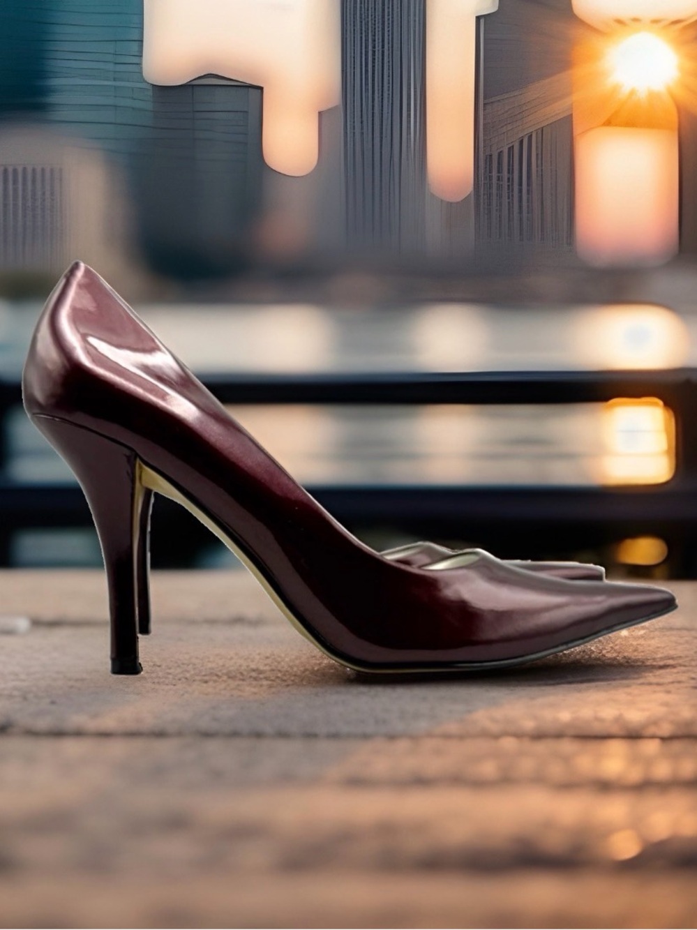 Nine West Women’s Size 8 Burgundy Patent Pointed Toe Pumps Heels 3.75”